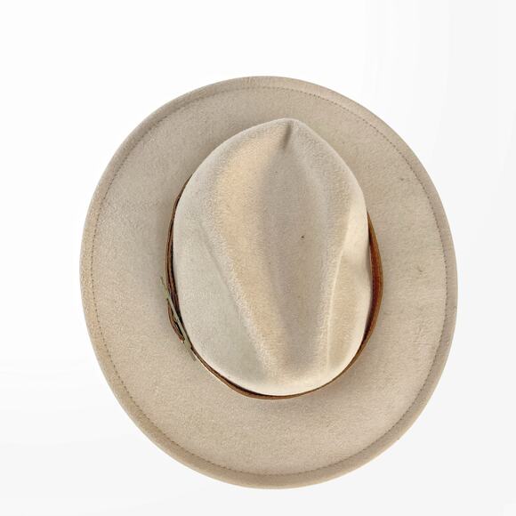Vintage Reworked Wool Fedora Hat Cream Western Festival Boho Ralph Lauren Style main image 11